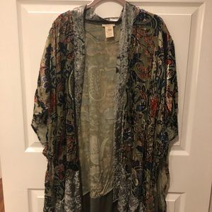 Floral velvet long shrug.